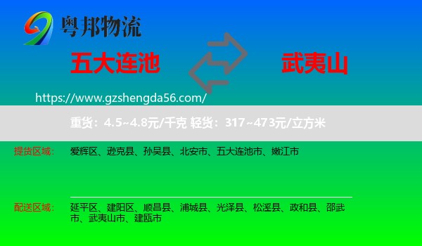 五大连池市到武夷山市物流专线