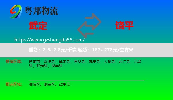 武定县到饶平县物流专线