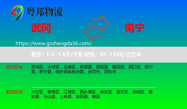 武冈市到南宁专线