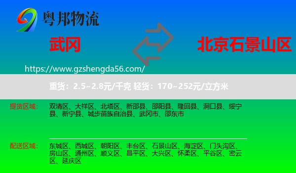 武冈市到石景山区物流专线