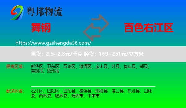 舞钢市到右江区物流专线