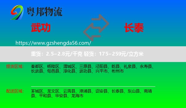 武功县到长泰县物流专线