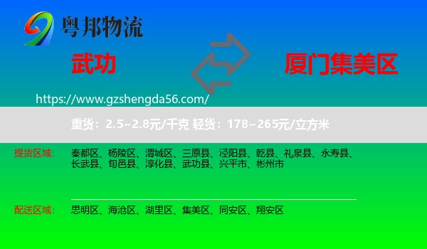 武功县到集美区物流专线