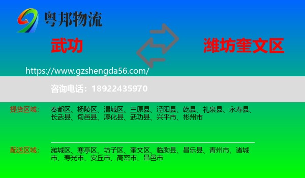 武功县到奎文区物流专线