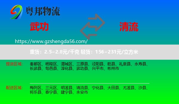 武功县到清流县物流专线