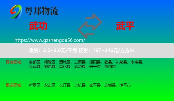 武功县到武平县物流专线