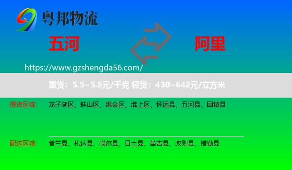 五河县到阿里物流专线