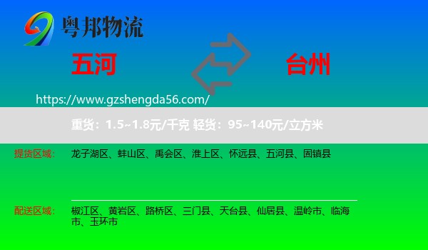 五河县到台州物流专线