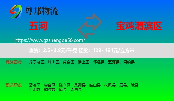 五河县到渭滨区物流专线