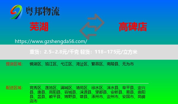 芜湖到高碑店市物流专线