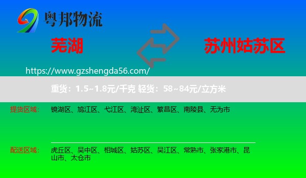 芜湖到姑苏区物流专线