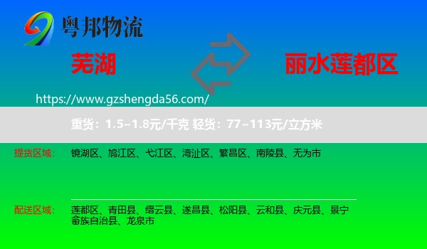 芜湖到莲都区物流专线