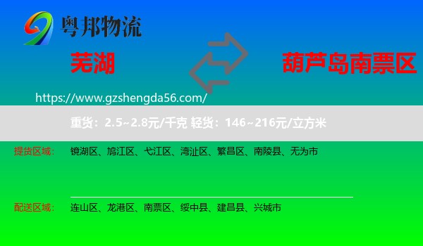 芜湖到南票区物流专线