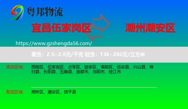 伍家岗区到潮安区物流专线