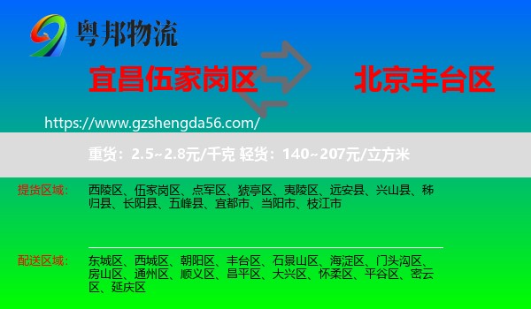 伍家岗区到丰台区物流专线