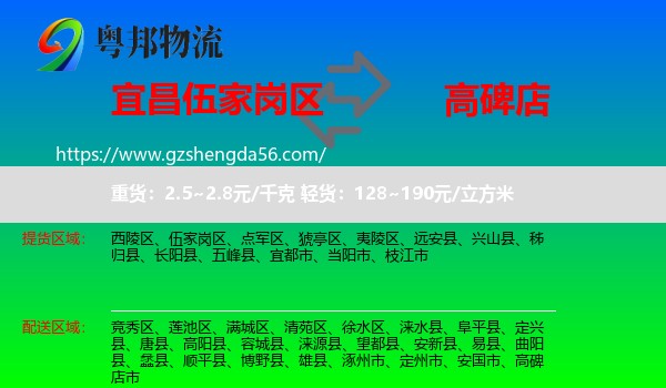 伍家岗区到高碑店市物流专线