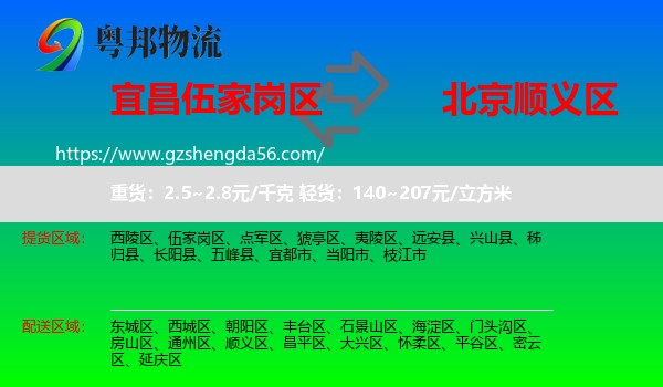 伍家岗区到顺义区物流专线
