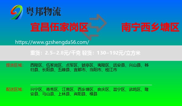 伍家岗区到西乡塘区物流专线