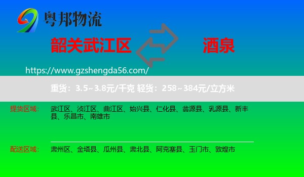 武江区到酒泉物流专线