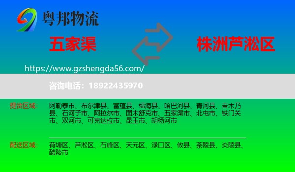五家渠市到芦淞区物流专线