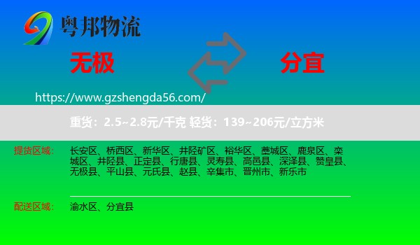 无极县到分宜县物流专线