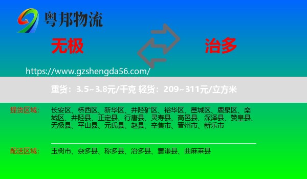 无极县到治多县物流专线