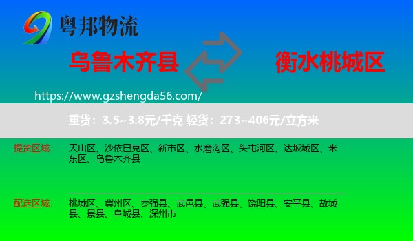 乌鲁木齐县到桃城区物流专线