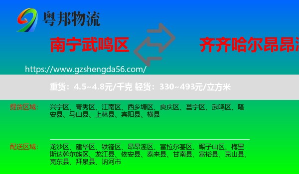 武鸣区到昂昂溪区物流专线