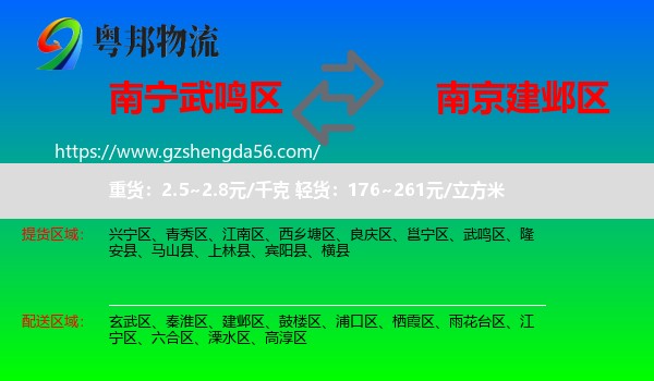 武鸣区到建邺区物流专线