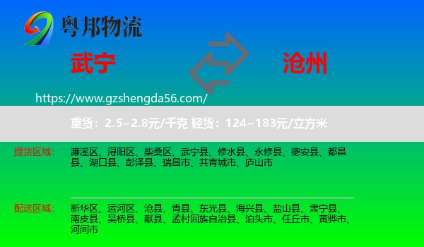 武宁县到沧州物流