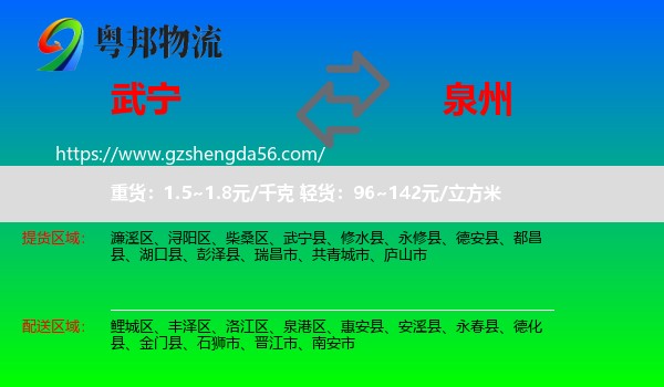 武宁县到泉州物流