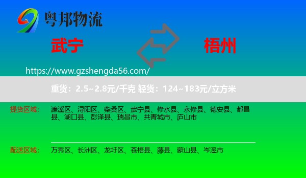 武宁县到梧州物流