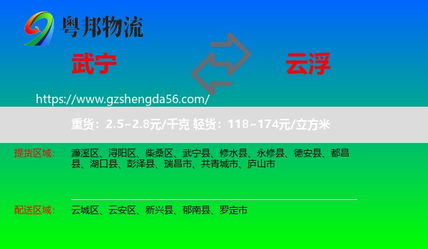 武宁县到云浮物流