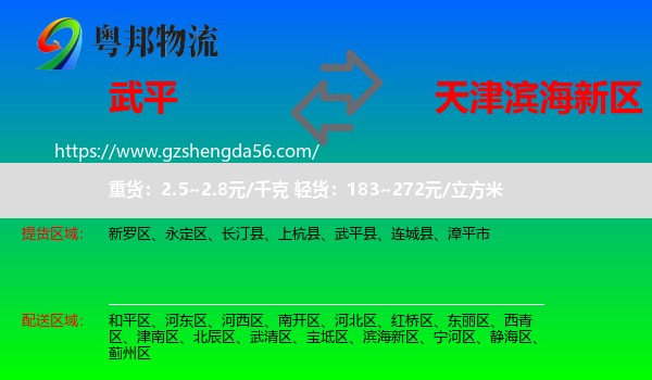 武平县到滨海新区物流