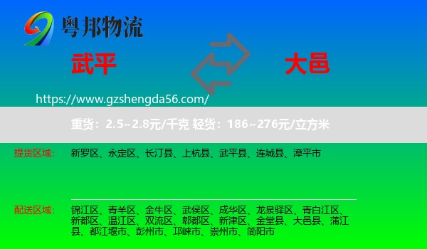 武平县到大邑县物流专线
