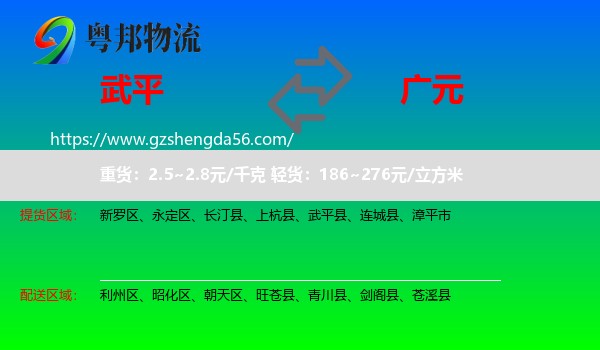 武平县到广元物流