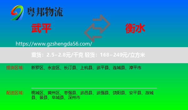 武平县到衡水物流