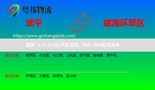 武平县到环翠区物流专线