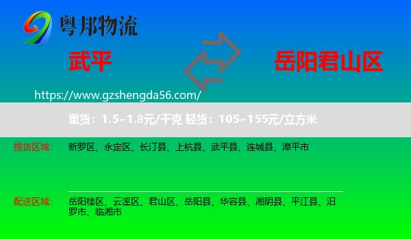 武平县到君山区物流专线