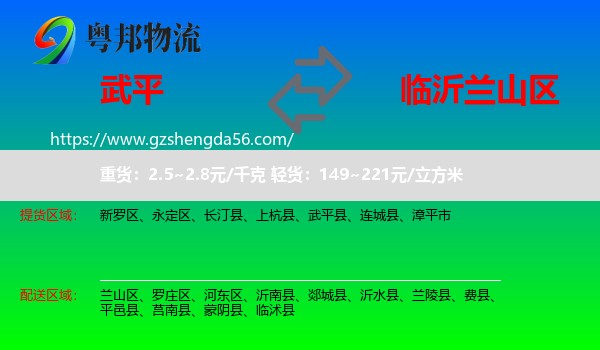 武平县到兰山区物流专线