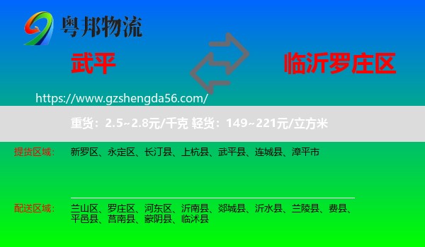 武平县到罗庄区物流专线