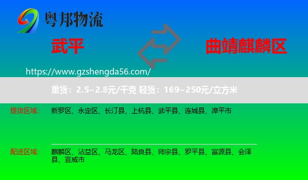 武平县到麒麟区物流专线