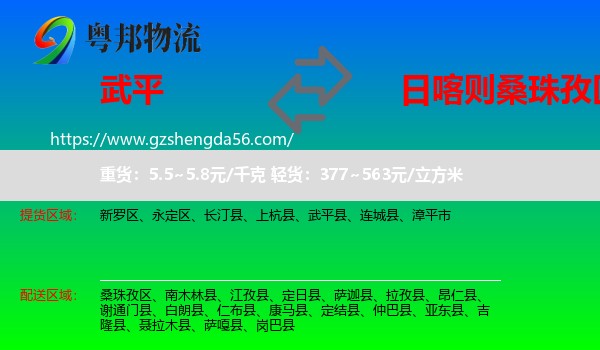 武平县到桑珠孜区物流专线