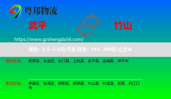 武平县到竹山县物流专线