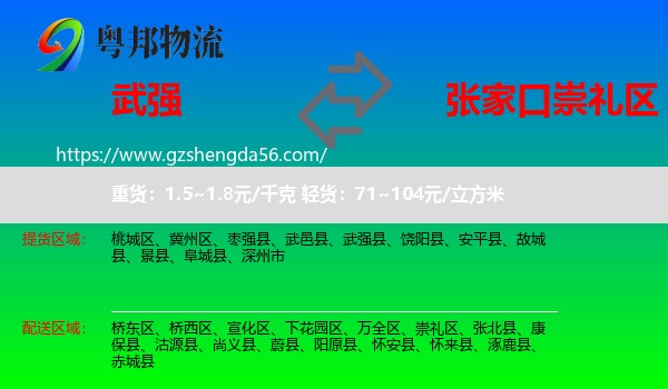 武强县到崇礼区物流专线