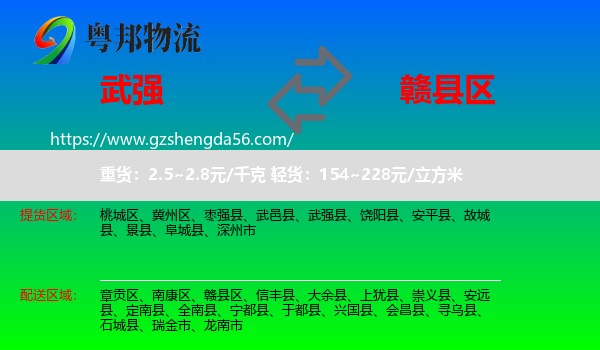 武强县到赣县区物流专线