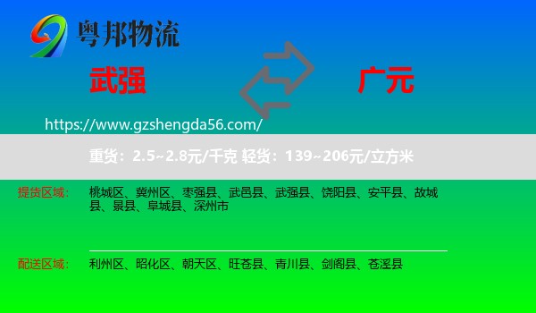 武强县到广元物流专线
