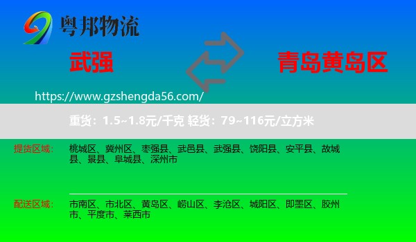 武强县到黄岛区物流专线