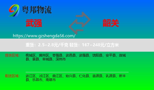武强县到韶关物流专线