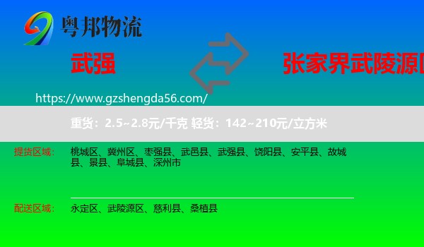 武强县到武陵源区物流专线